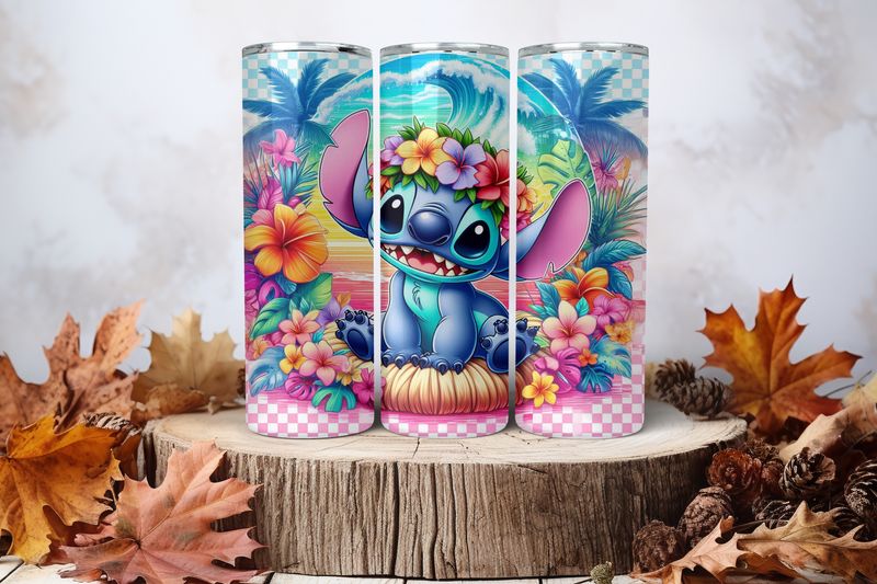 20oz Sublimation Tumbler Wrap Print - Stitch Hawaiian