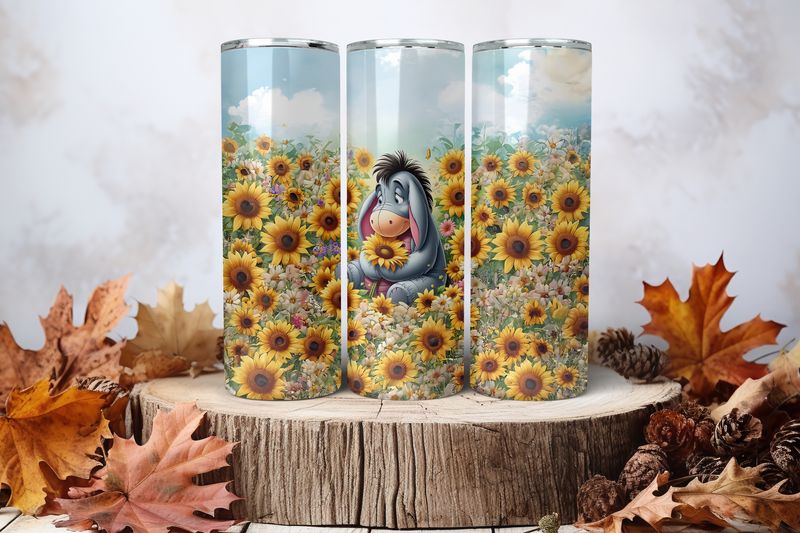 20oz Sublimation Tumbler Wrap Print - Eeyore Sunflower Lots