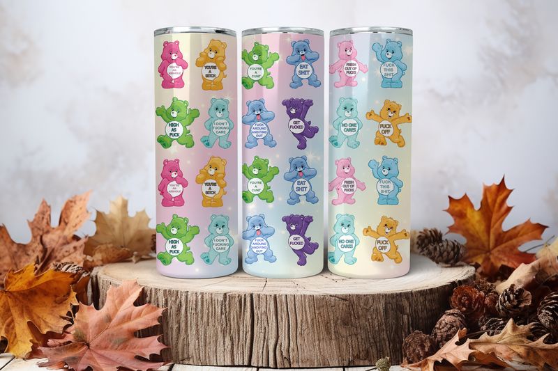 20oz Sublimation Tumbler Wrap Print - Swear Bears Lots