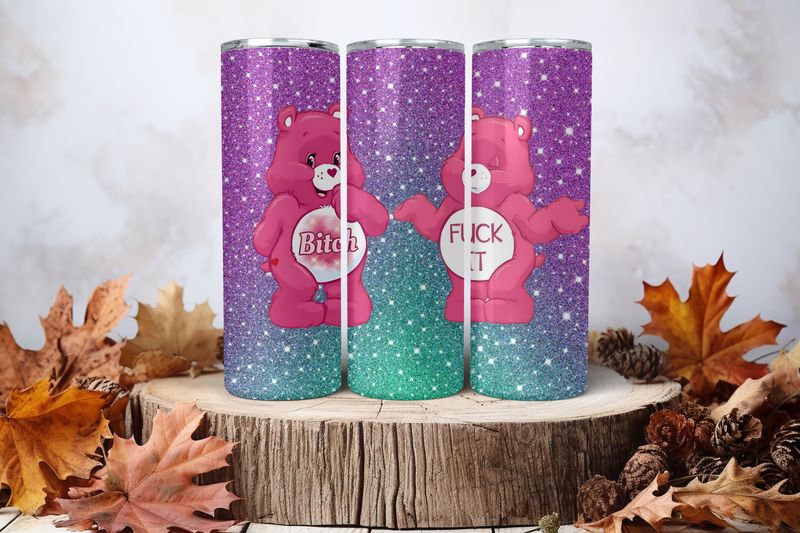 20oz Sublimation Tumbler Wrap Print - Swear Bears Pink