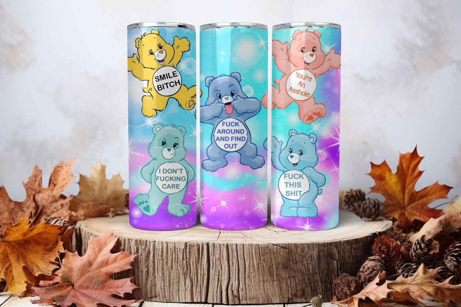20oz Sublimation Tumbler Wrap Print - Swear Bears F Around &amp; Find Out
