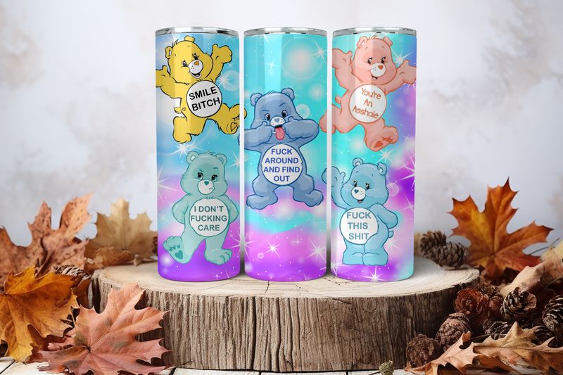 20oz Sublimation Tumbler Wrap Print - Swear Bears F Around &amp; Find Out