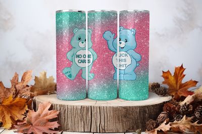 20oz Sublimation Tumbler Wrap Print - Swear Bears No One Cares