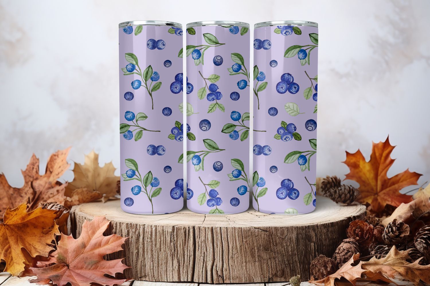 20oz Skinny Sublimation Tumbler Wrap Print - Blueberry