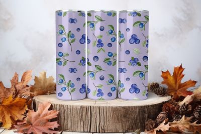 20oz Skinny Sublimation Tumbler Wrap Print - Blueberry