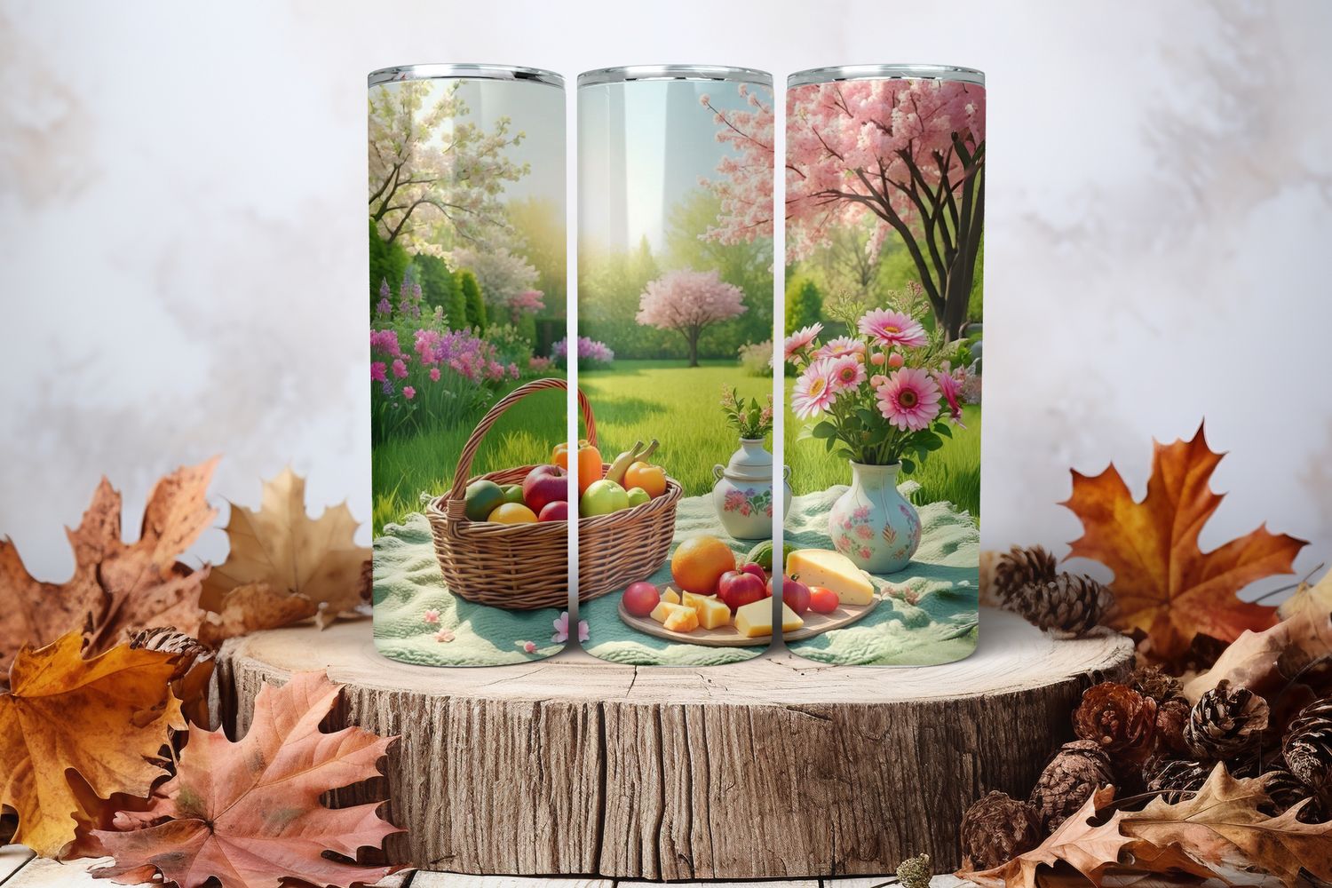 20oz Skinny Sublimation Tumbler Wrap Print - Picnic 5
