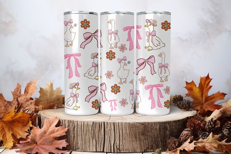 20oz Skinny Sublimation Tumbler Wrap Print - Goose Bows