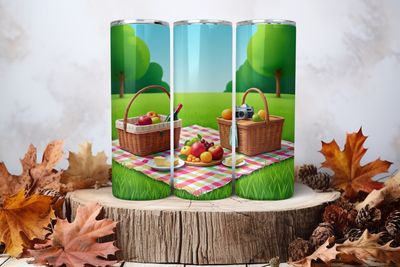 20oz Skinny Sublimation Tumbler Wrap Print - Picnic 1