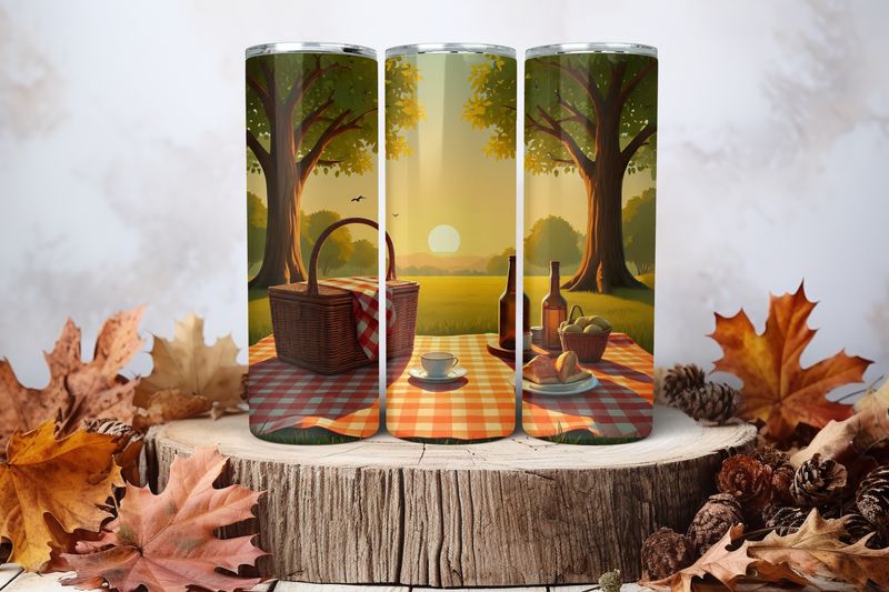 20oz Skinny Sublimation Tumbler Wrap Print - Picnic 2