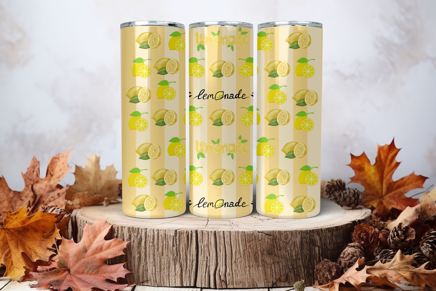 20oz Skinny Sublimation Tumbler Wrap Print - Lemonade