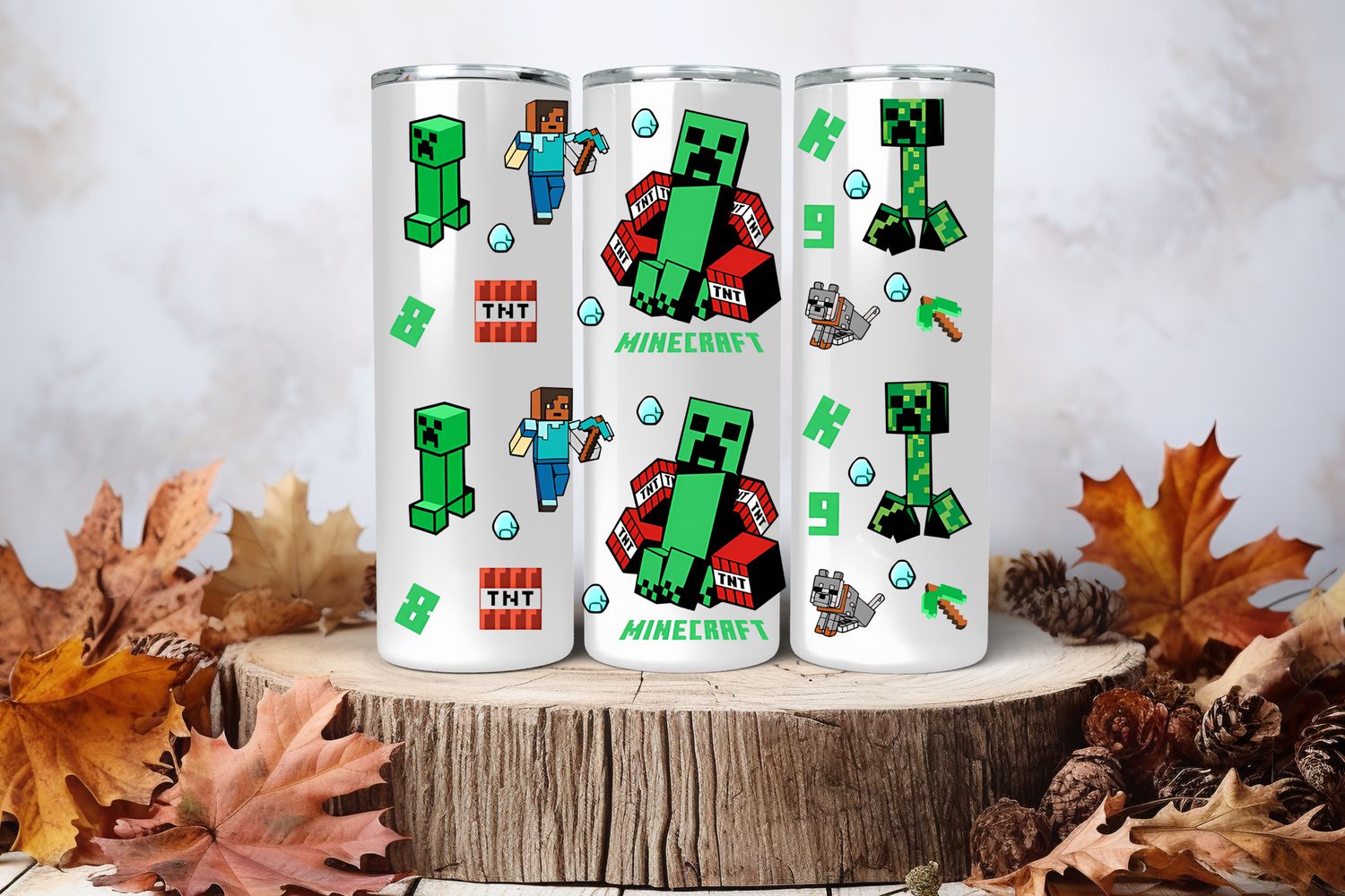 20oz Skinny Sublimation Tumbler Wrap Print - Minecraft TNT