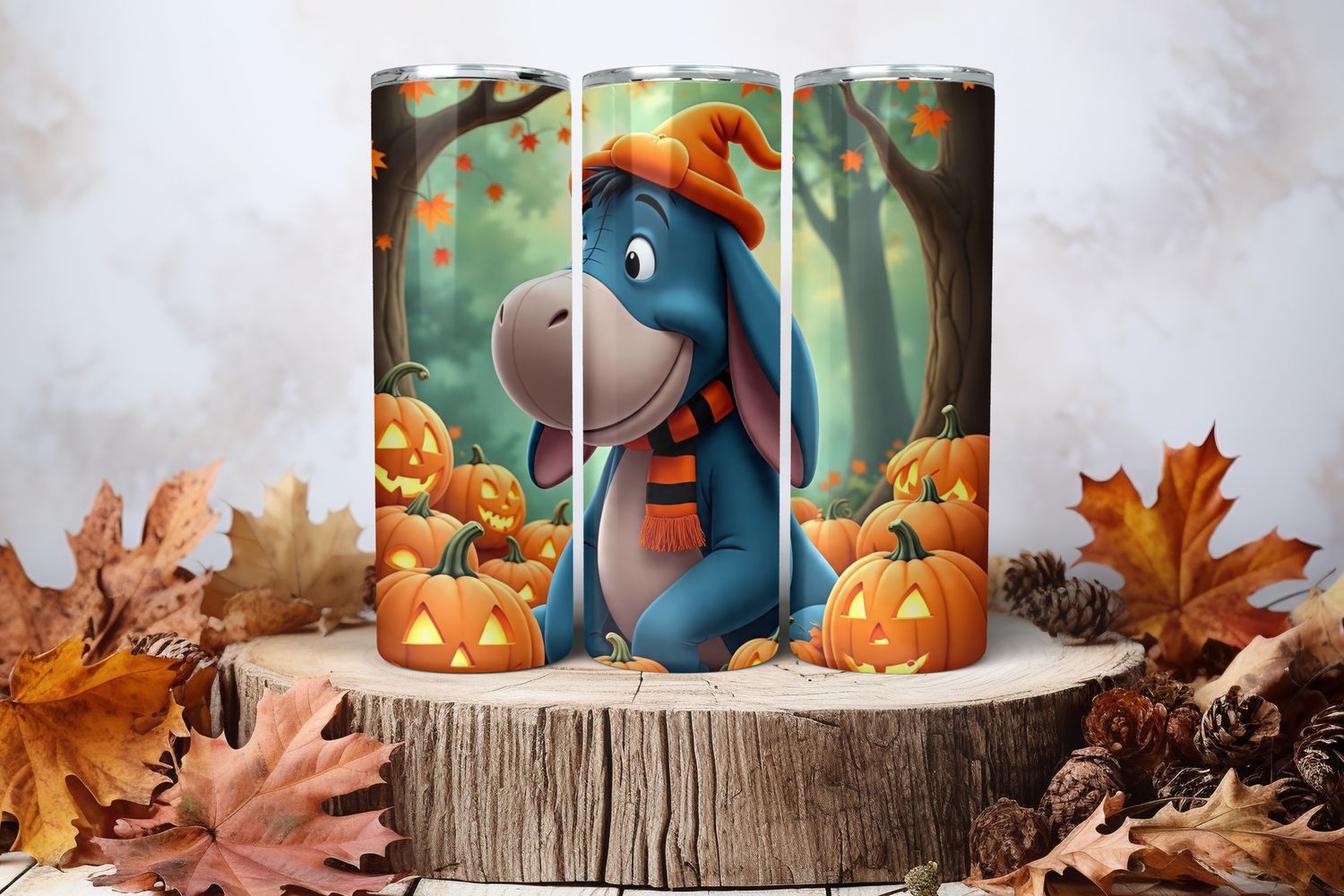 20oz Sublimation Tumbler Wrap Print - Eeyore Pumpkin 2