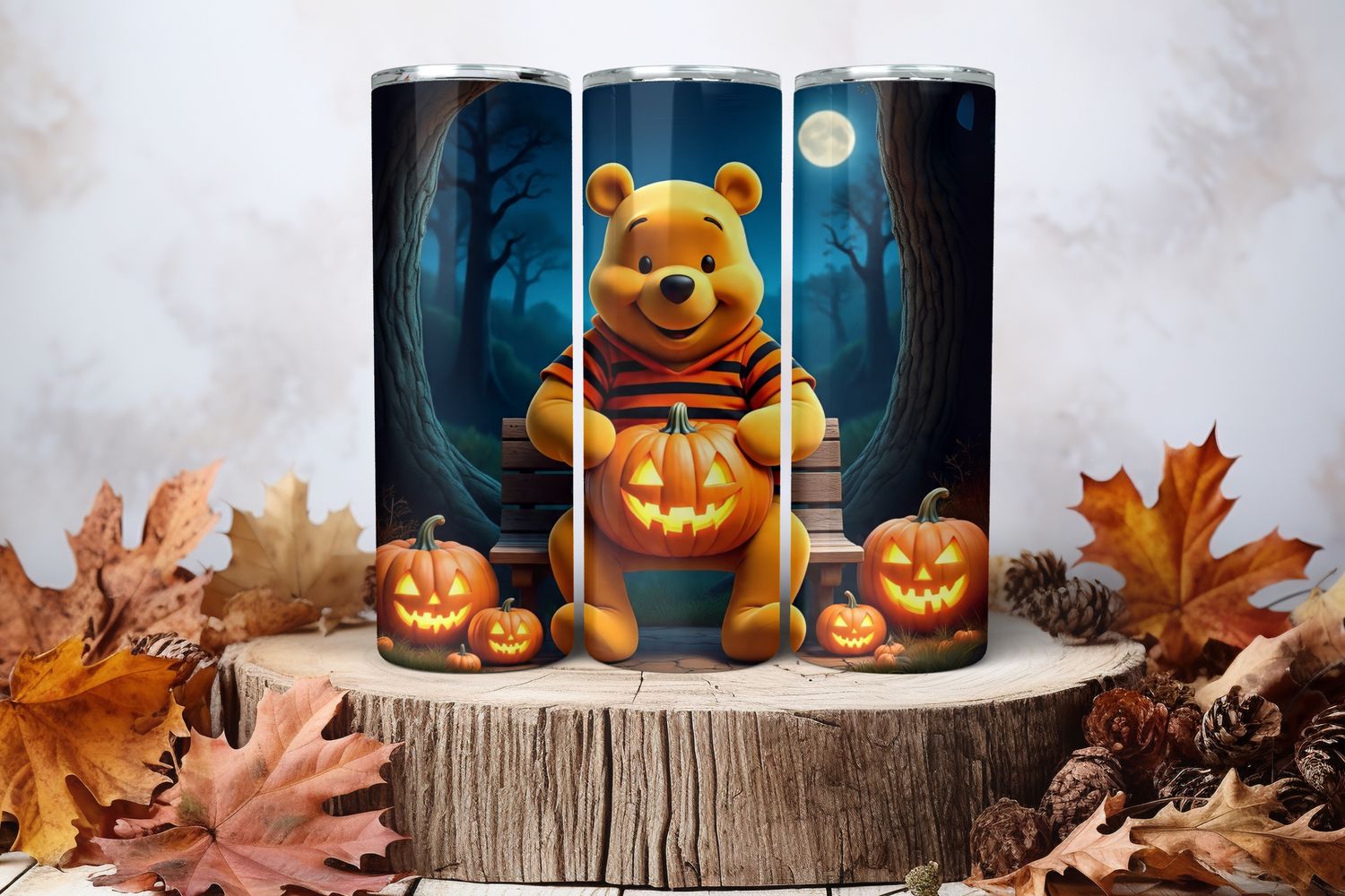20oz Sublimation Tumbler Wrap Print - Winnie The Pooh Pumpkin 1