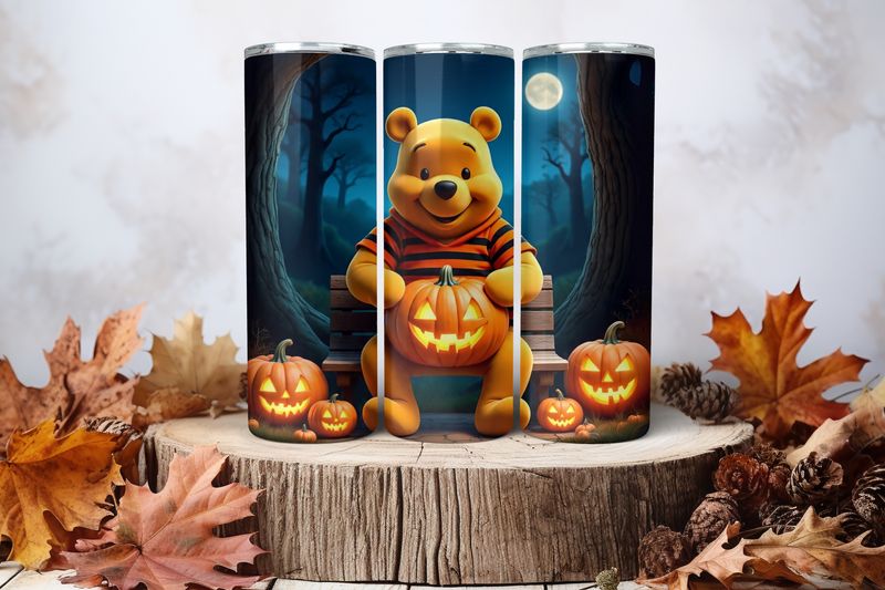 20oz Sublimation Tumbler Wrap Print - Winnie The Pooh Pumpkin 1