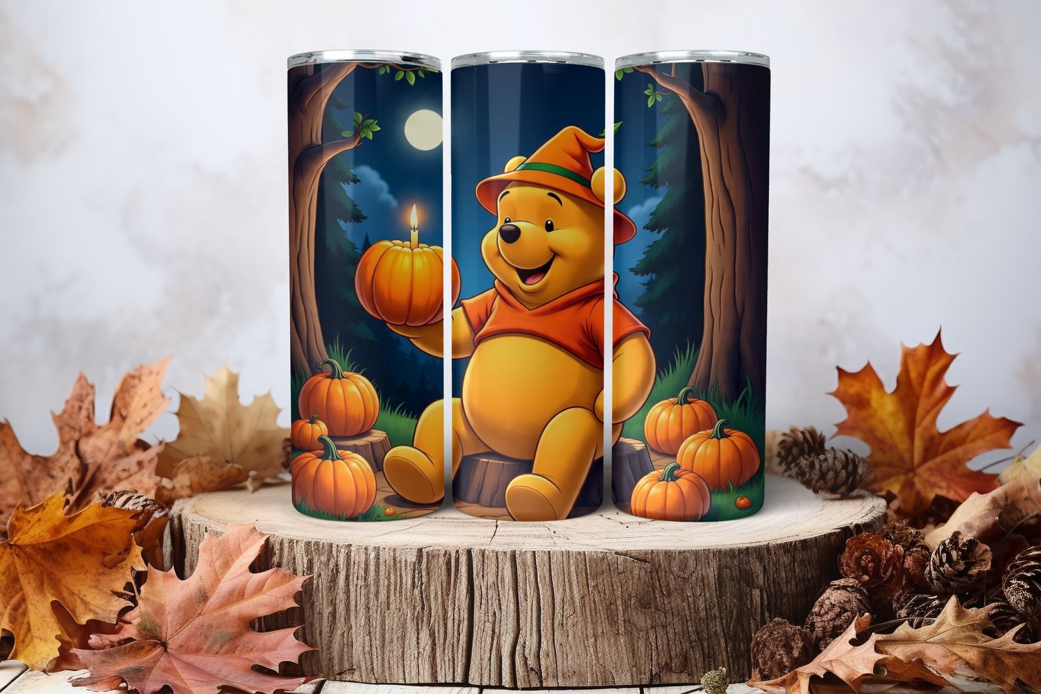 20oz Sublimation Tumbler Wrap Print - Winnie The Pooh Pumpkin 2