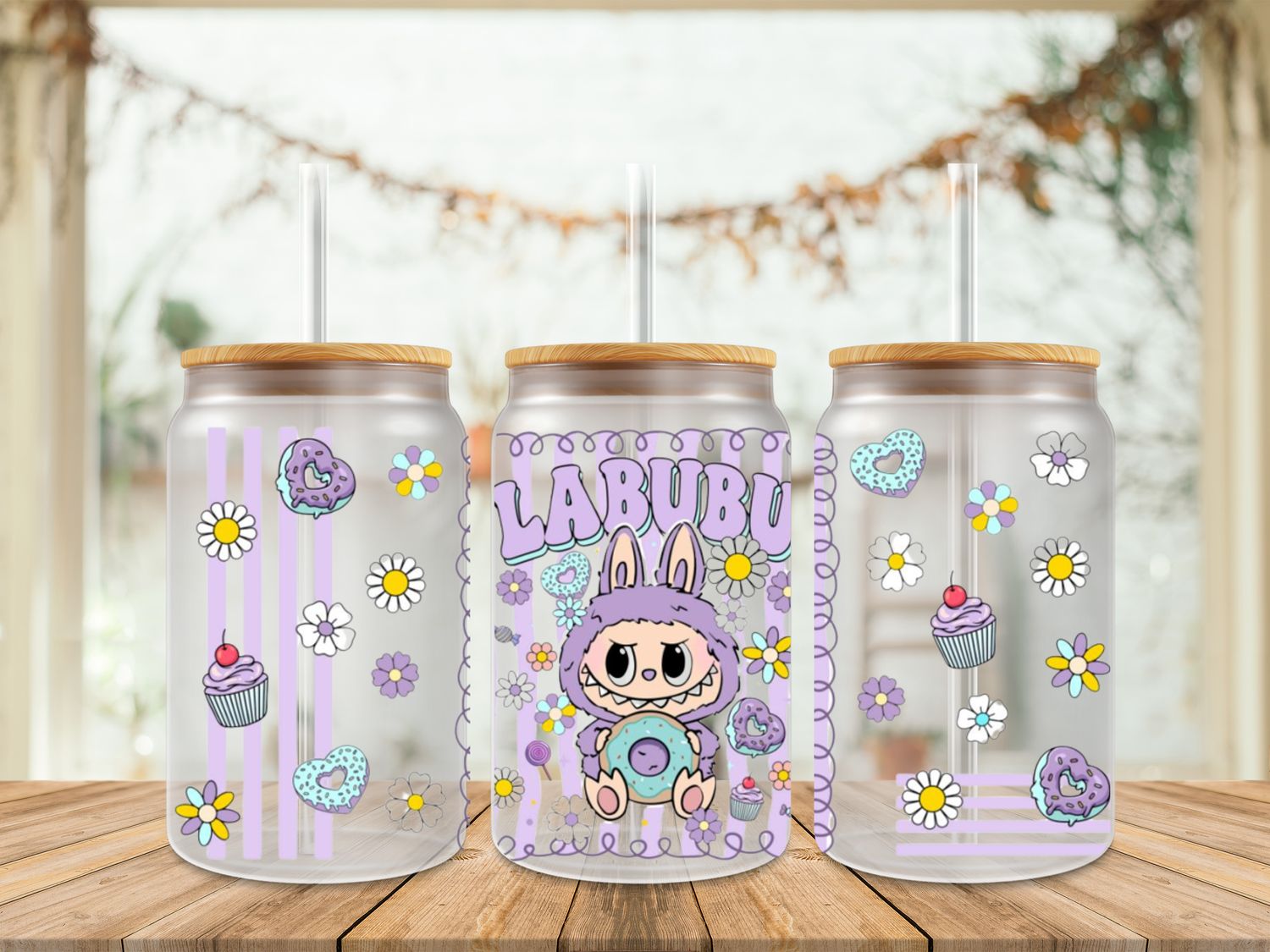 Double Sided Labubu Lavender Donut Cupcake