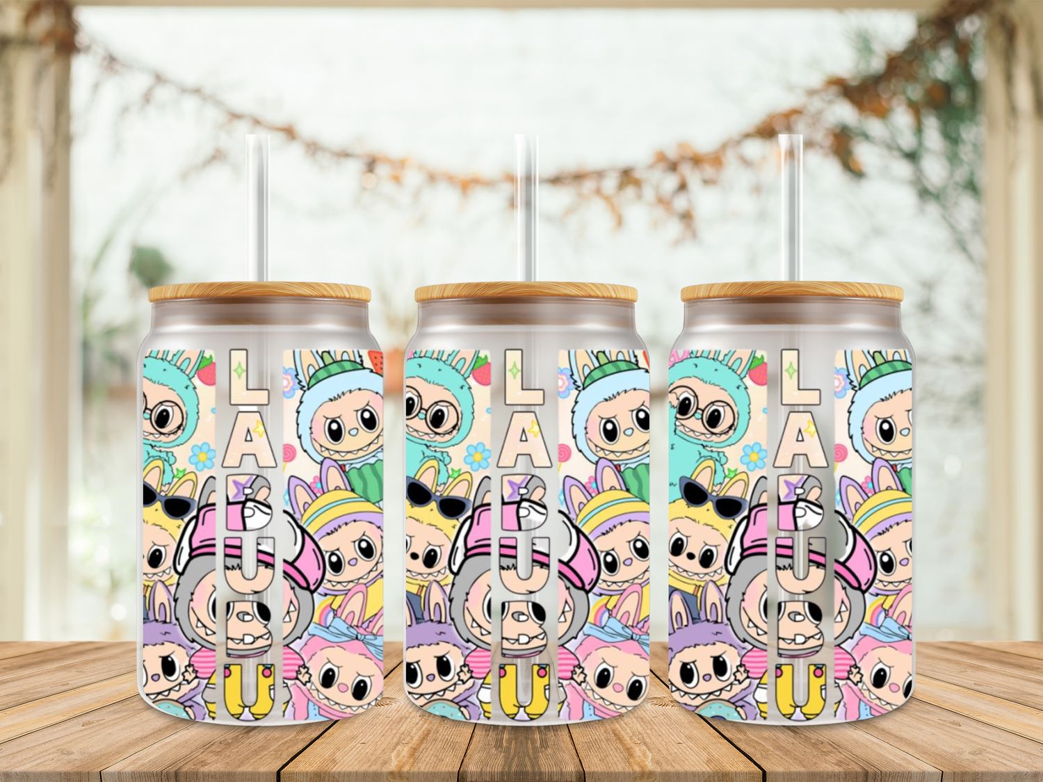 Double Sided Labubu Mint Yellow Pink
