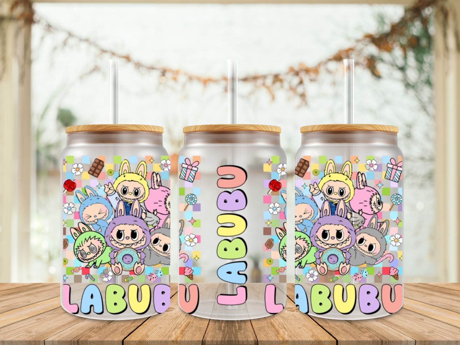 Double Sided Labubu With Light Blue Donut