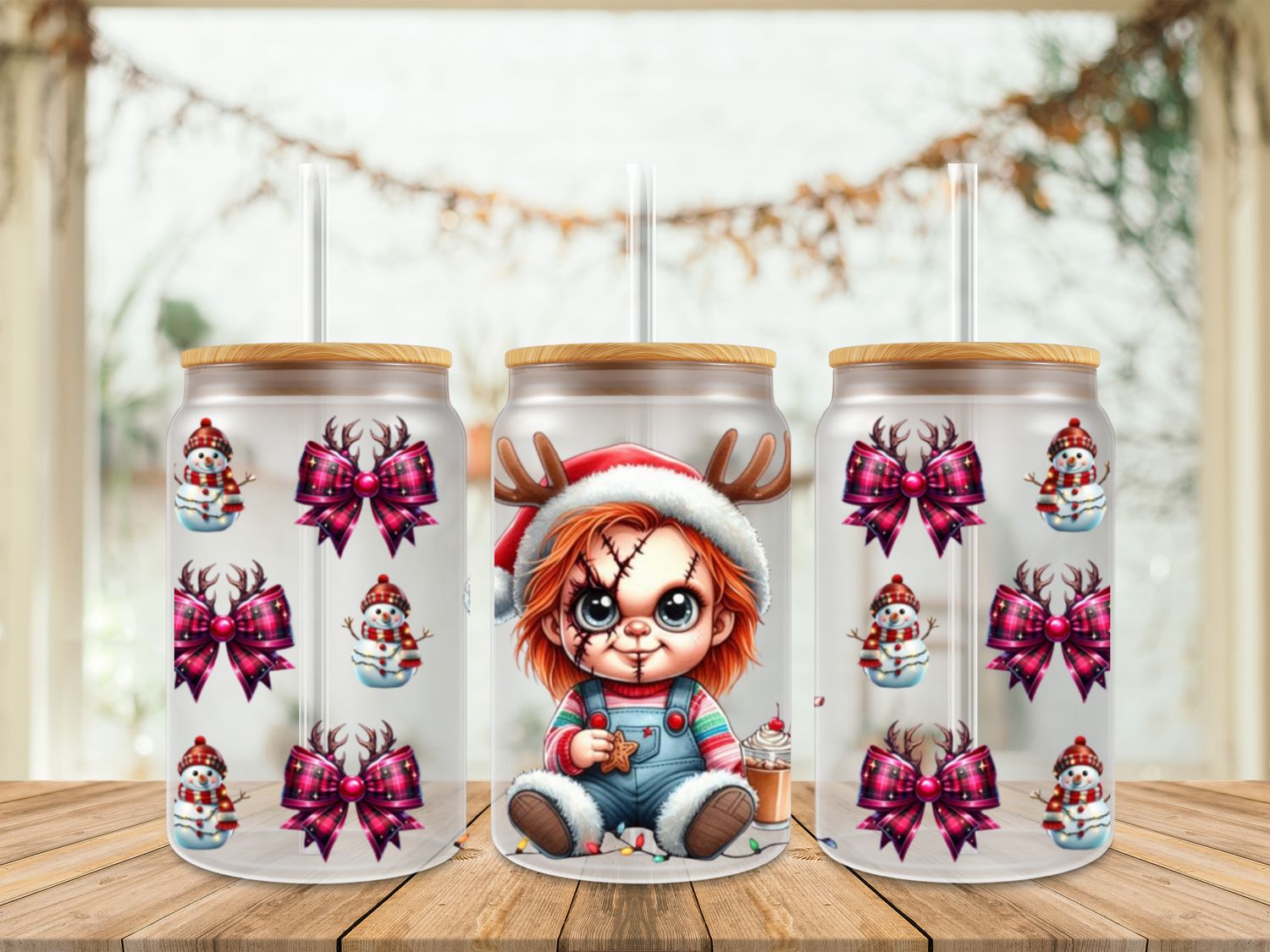 Double Sided Chuckie Bows Snowman