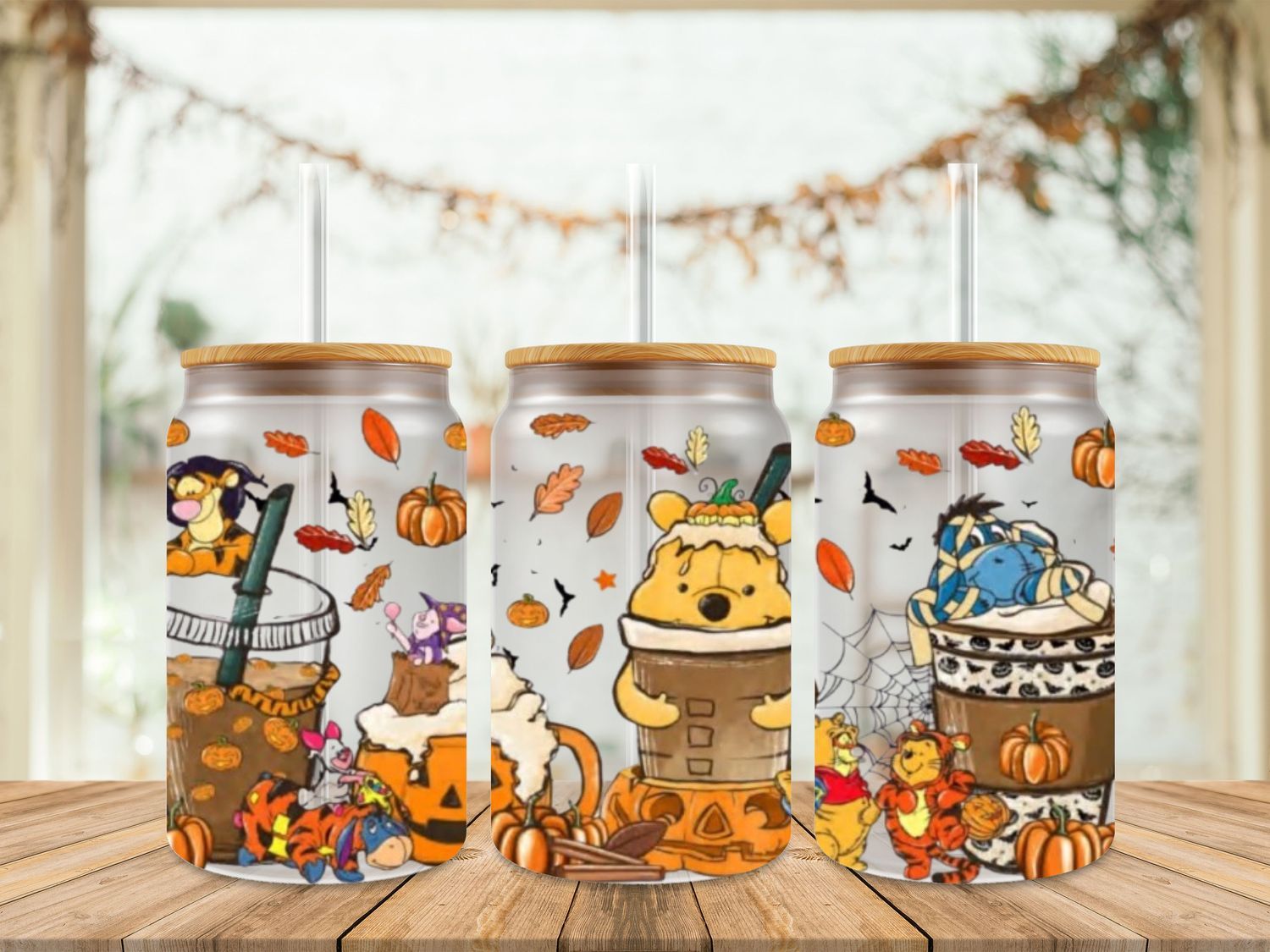 Halloween Pooh &amp; Friends Drinks Uv Dtf Wrap