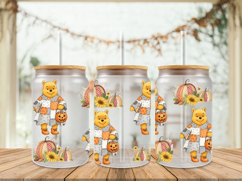 Double Sided Halloween Pooh Patch Uv Dtf Wrap