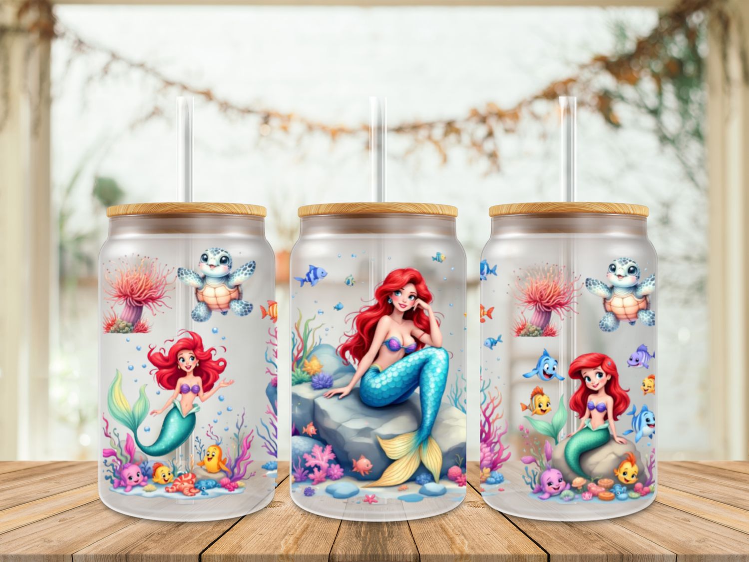 Double Sided Mermaid Ariel  On Rock Uv Dtf Wrap
