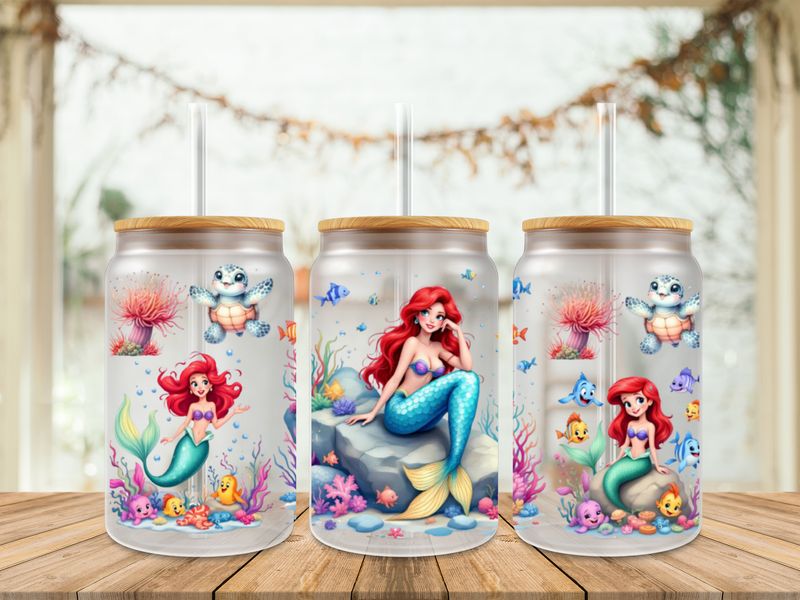 Double Sided Mermaid Ariel  On Rock Uv Dtf Wrap