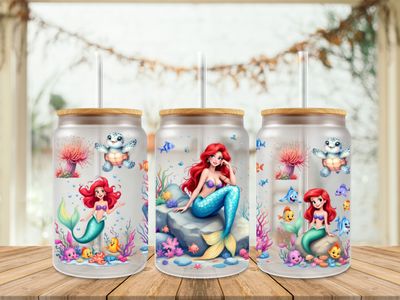 Double Sided Uv Dtf Wrap - Mermaid Ariel On Rock