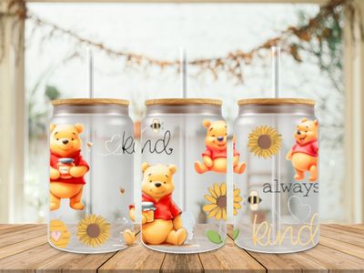 Double Sided Pooh Always Bee Kind Uv Dtf Wrap