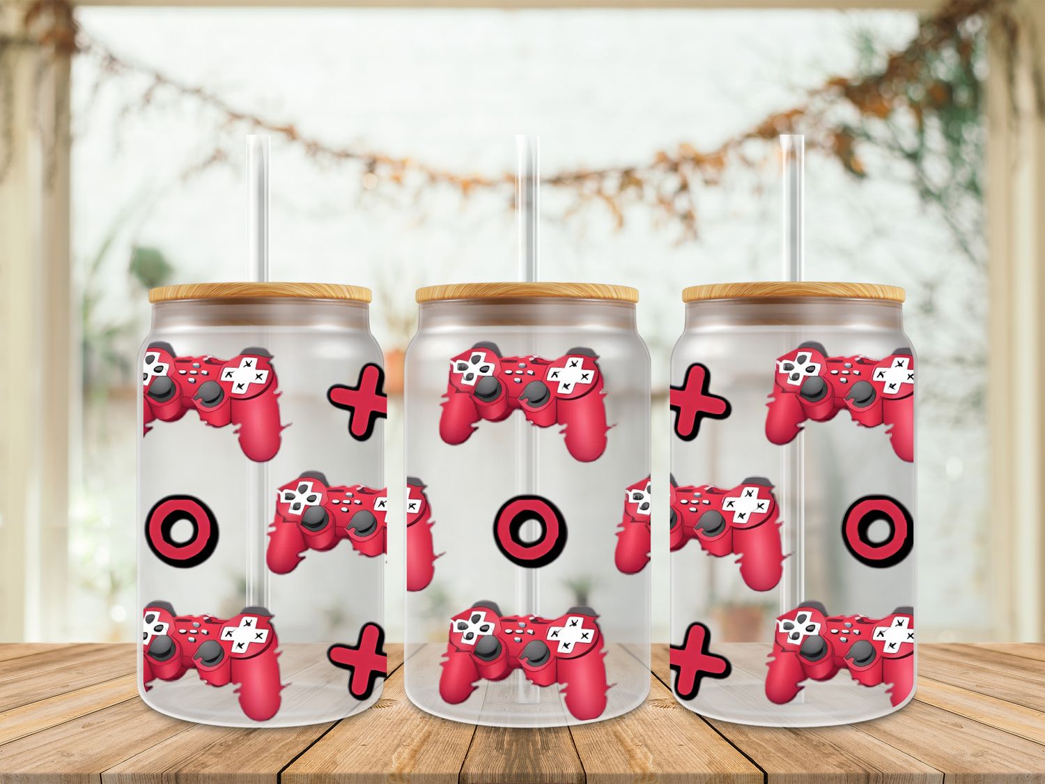 Double Sided Red Controller Gamer Uv Dtf Wrap