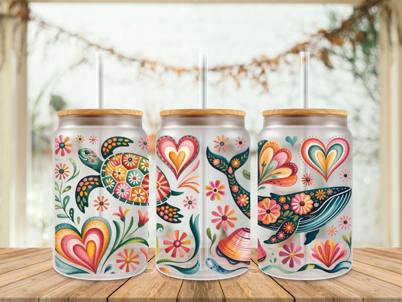 Double Sided Turtle &amp; Whale Uv Dtf Wrap