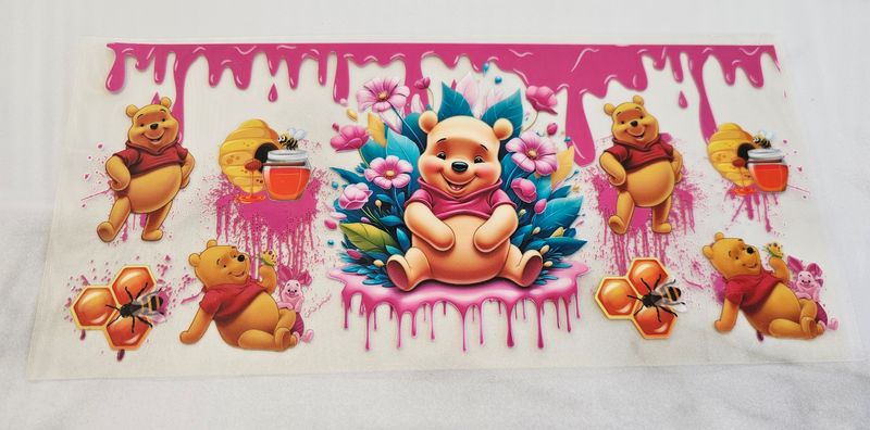 Double Sided Pooh Pink Drip Uv Dtf Wrap