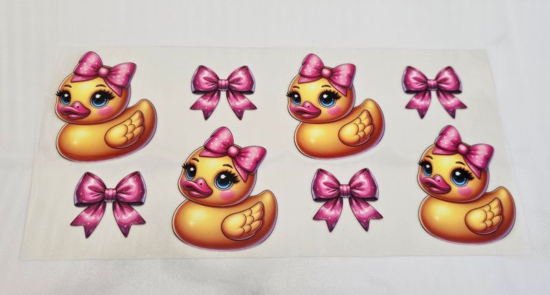 Double Sided Uv Dtf Wrap -  Ducks &amp; Pink Bows