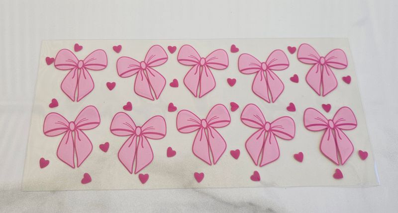 Double Sided Uv Dtf Wrap - Pink Bows &amp; Mini Hearts