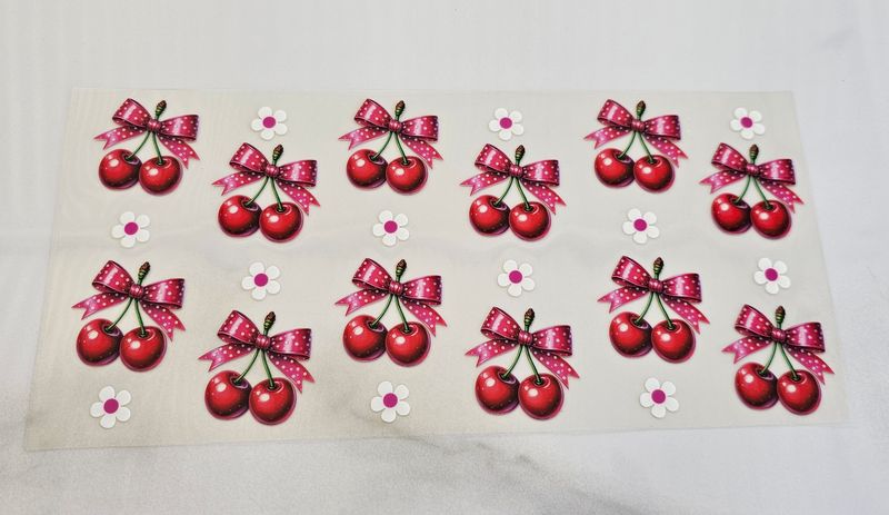 Double Sided Uv Dtf Wrap - Cherry Bows