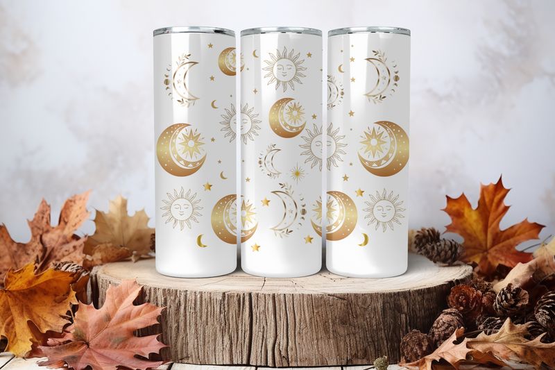 20oz Skinny Sublimation Tumbler Wrap Print - Sun &amp; Moon