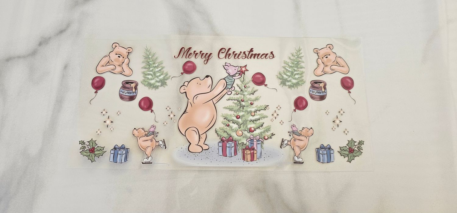 Double Sided Uv Dtf Wrap - Pooh &amp; Piglet Christmas
