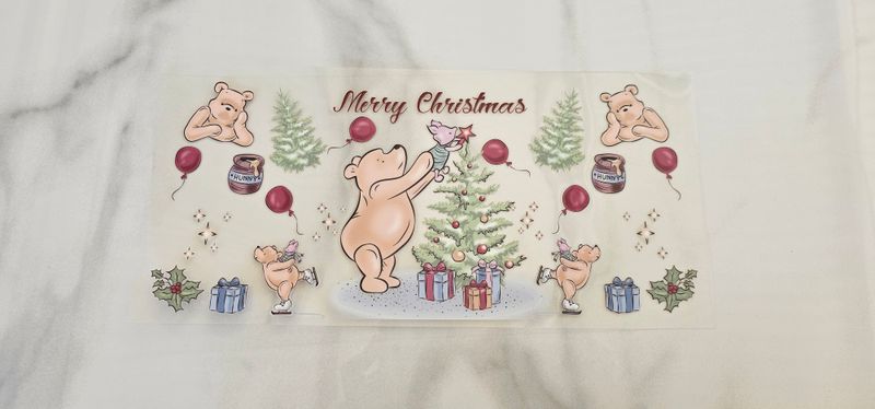 Double Sided Uv Dtf Wrap - Pooh &amp; Piglet Christmas