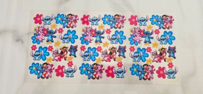 Double Sided Uv Dtf Wrap - Lilo &amp; Stitch Pink &amp; Blue Flowers