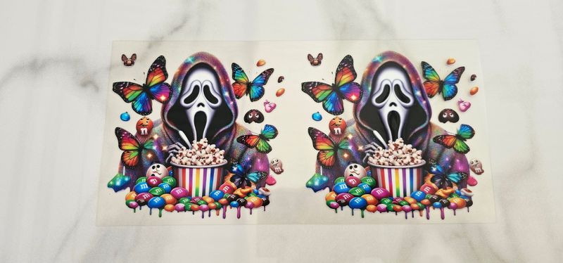 Double Sided Uv Dtf Wrap - Scary Ghost Popcorn