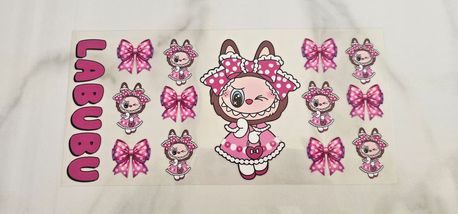 Double Sided Uv Dtf Wrap - Pink Labubu