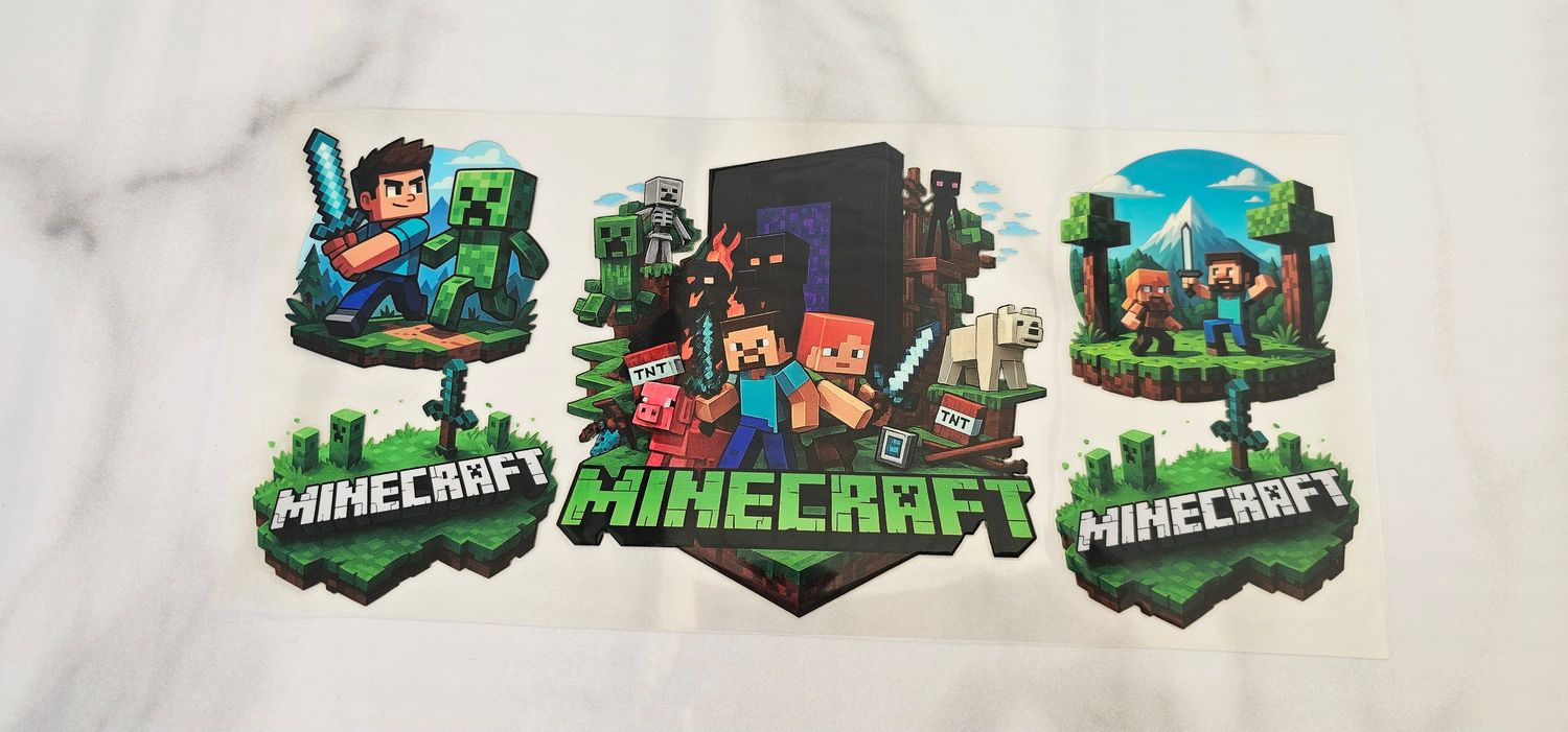 Double Sided Uv Dtf Wrap - Minecraft Green