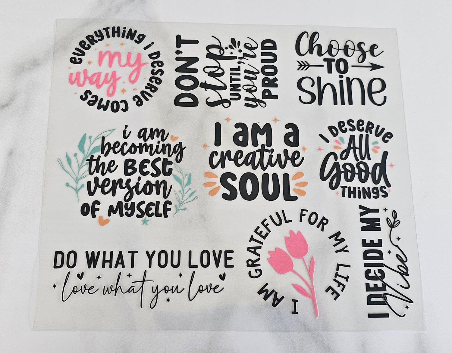 Affirmation Cutouts - I Decide My Vibe