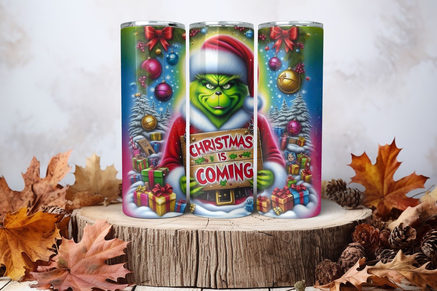 20oz Sublimation Tumbler Wrap Print - Grinch Christmas Is Coming