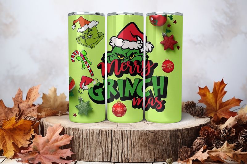 20oz Sublimation Tumbler Wrap Print - Merry GrinchMas