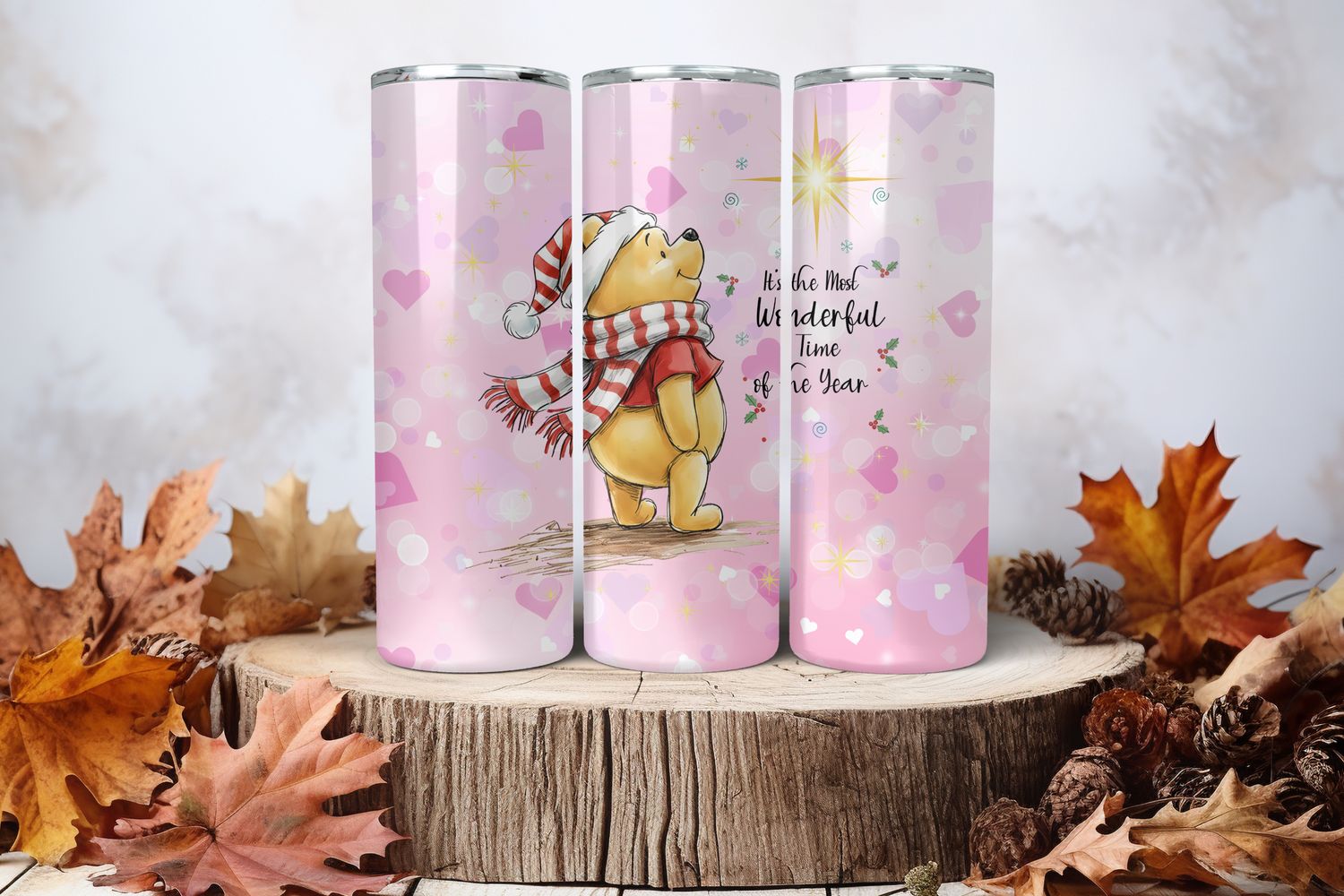 20oz Sublimation Tumbler Wrap Print - Pooh It&#39;s The Most Wonderful Time Of The Year