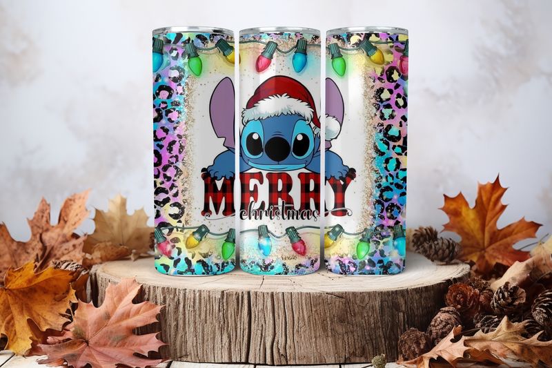 20oz Sublimation Tumbler Wrap Print - Stitch Merry
