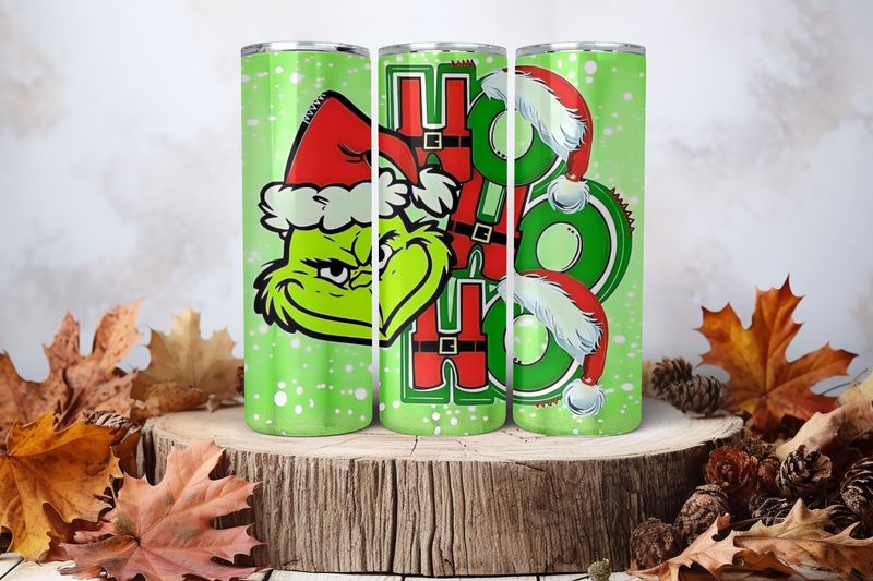 20oz Sublimation Tumbler Wrap Print - Grinch Ho Ho Ho