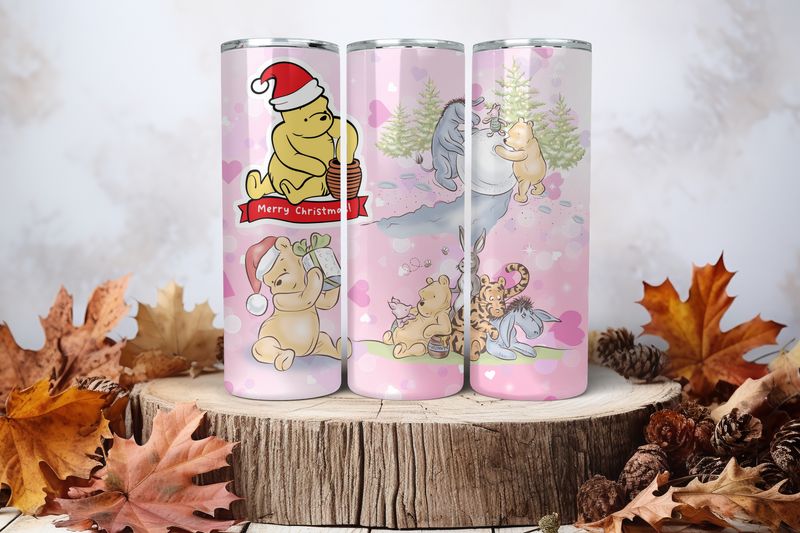 20oz Sublimation Tumbler Wrap Print - Classic Pooh Christmas