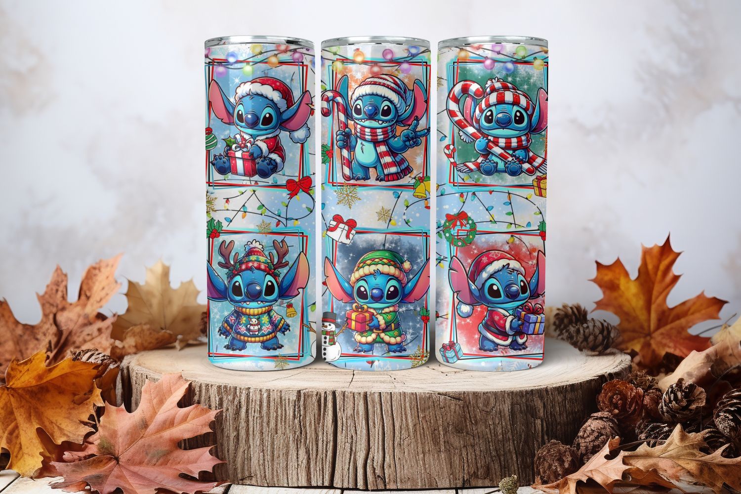 20oz Sublimation Tumbler Wrap Print - Stitch Candy Cane